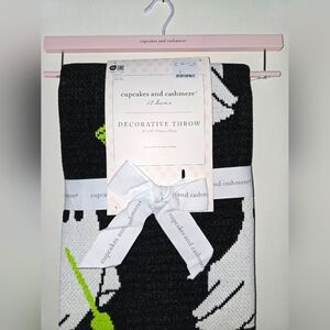 Cupcakes & Cashmere Ghost Green Broom Black Blanket Throw & Free Kitchen Towel